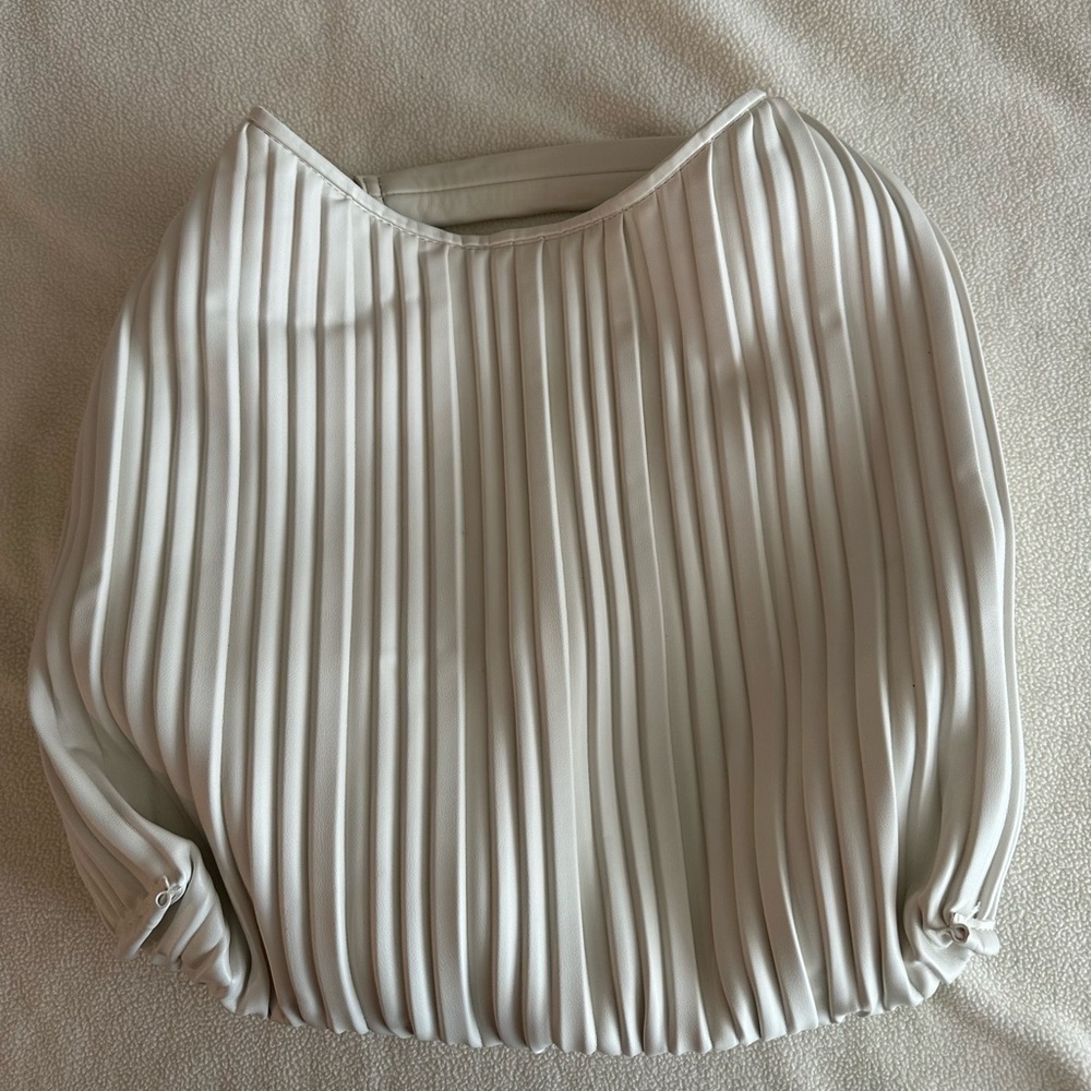 Mango White Pleated Women's Bag - Picture 4 of 6